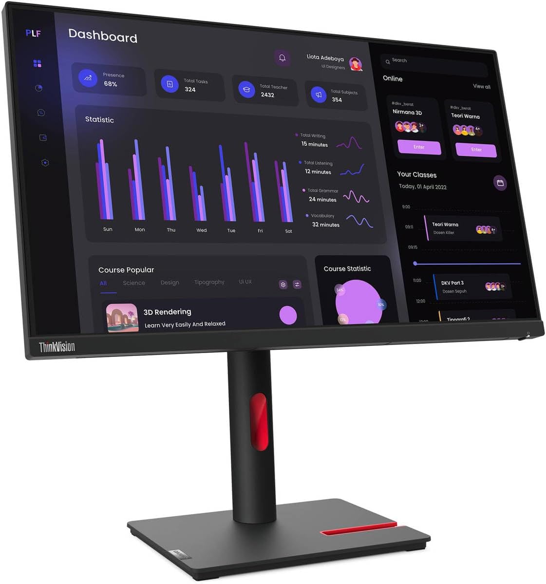 Monitor Lenovo T24I-30 60,96 cm (24") FHD 6 ms - slika 2